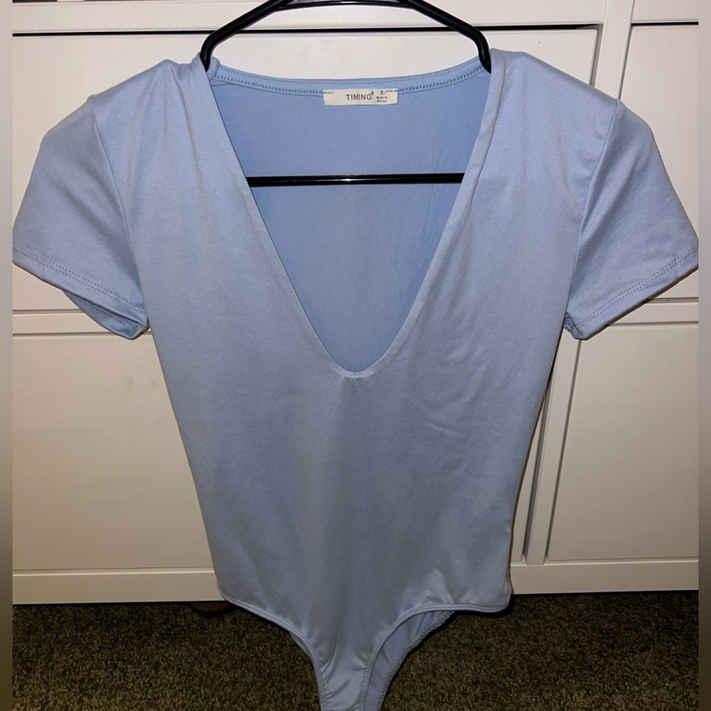Timing Blue Fitted Bodysuit Top